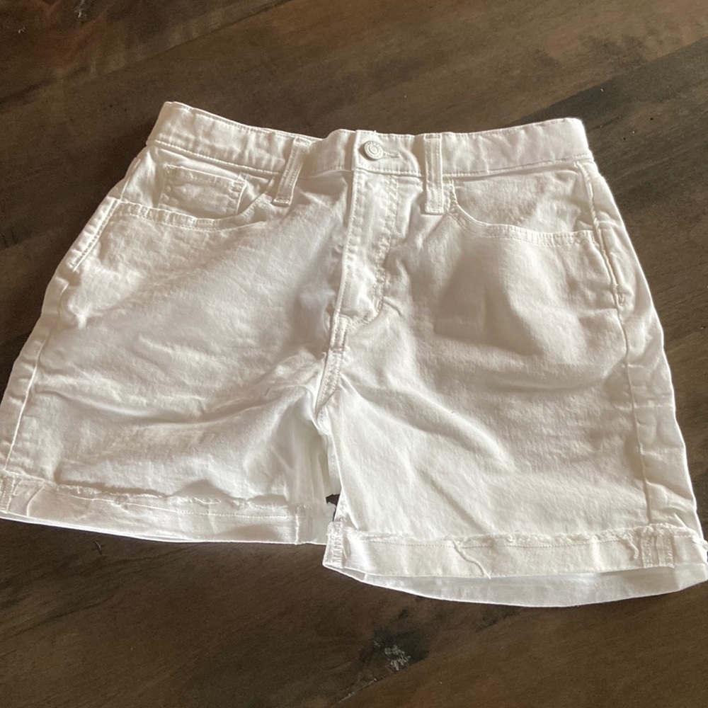 Girls white denim shorts